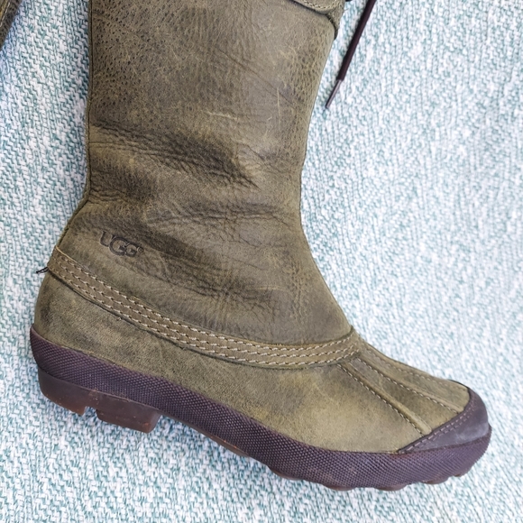 Ugg Becloud Waterproof Genuine Shearling Lined Tall Lace Up Boot Size 7 - Picture 4 of 13